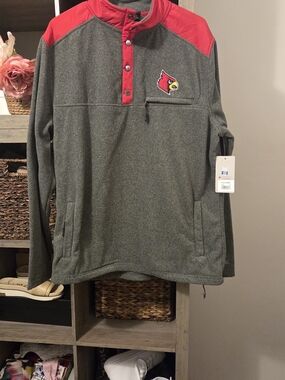 Louisville Cardinals Gray & Red Pullover with Chest Logo